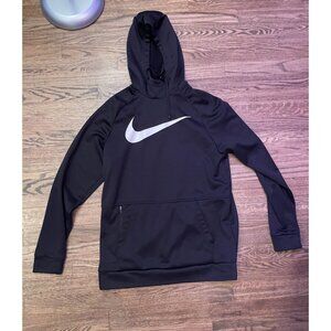 Nike Men's Therma-Fit Fleece Hoodie Dri-Fit Big Logo Swoosh Black & White Size M